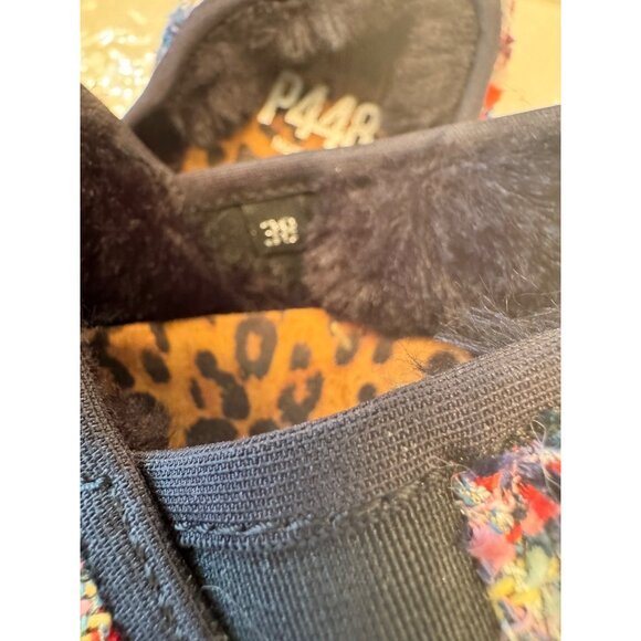 P448 Fuzzy Laby Slippers Size 38 US 7.5/8 Anthropologie Multi Colored Rubber Bot - Picture 4 of 8